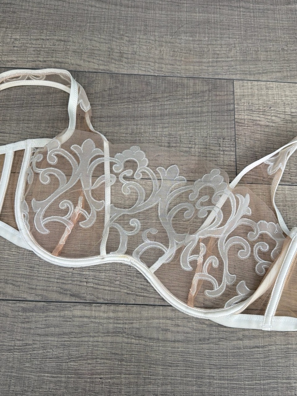 Agent Provocateur Sheer Embroidered Bra in Ivory - Picture 1 of 4